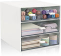 Desk Organizer with Drawer, Office Organizer with 4 Drawers, Desk Storage Box for, Desktop, Dressing table, Office, School, Home, Plastic Box and 4 Acrylic Drawers(White)