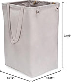 Full Circle Loads of Fun Collapsible Hamper – Laundry Basket for Dirty Clothes & Towels – Tall Standing Organic Cotton Laundry Bag with Long Handles - Ideal for Bathroom, Bedroom or Kids’ Room, Gray