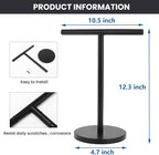 T-Shape Bath Hand Towel Holder Stand, Stainless Steel Free Standing Hand Towel Rack, for Bathroom Kitchen & Countertop, Matte Black, 2 Pack