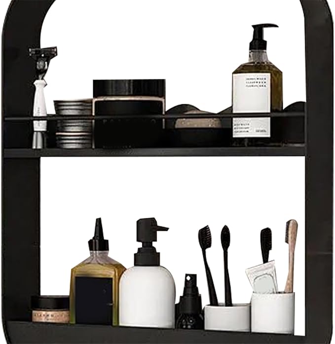 Tissting 2 Layer Bathroom Wall Shelf Carbon Steel Material Toilet Washstand Cosmetic Wall Mounted Storage Shelf for Bathroom, Toilet, Washstand
