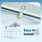 ADVANCE OUTDOOR Replacement Top Cover Tarp for 10x20 ft Carport Canopy with Ball Bungees, White, One Roof Only