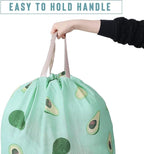 Sanlykate Extra Large Laundry Bag with Drawstring Closure and Handle, 28 x 40 Inch Heavy Duty Travel Dirty Clothes Bag for Laundromat and Household, Green Avocado