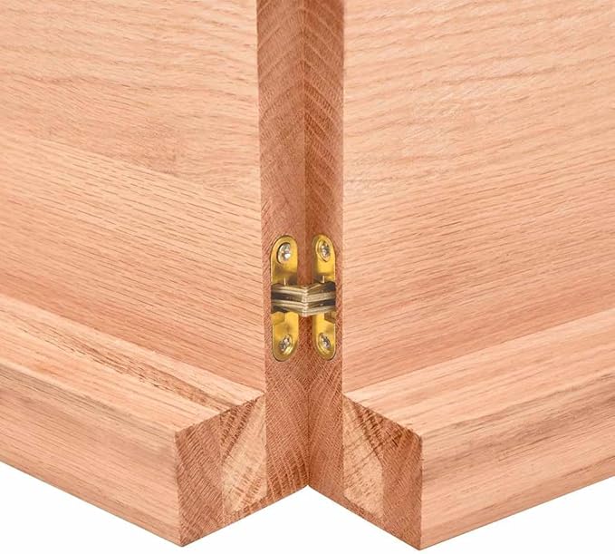 vidaXL Solid Wood Bathroom Countertop, Versatile Light Brown Oak Top for Bathroom Vanity or Desk, Handmade Live Edge