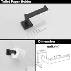 BWE 5 Pieces Matte Black Bathroom Hardware Set SUS304 Stainless Steel Include 21.9" Towel Bar,Hand Towel Holder,Toilet Paper Holder and 2 Robe Hook Square Bathroom Accessories Set Wall Mounted