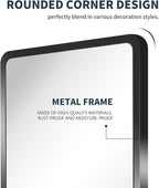 Bathroom Medicine Cabinet with Mirror, 20x30 inch Metal Black Recessed Medicine Cabinet with 3 Adjustable Metal Shelves, Rounded Rectangle Storage Cabinet