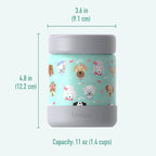 Bentgo Kids Stainless Steel Food Jar - 11oz Leak-Proof Double Insulated Hot or Cold Food Container with Removable Silicone Bumper, Dishwasher Safe, Easy Open Lid, Ages 3+ (Puppy Love)