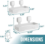 TAILI Shower Caddy Suction Cup 2 Pack,Stainless Steel Rustproof Shower Shelves,No Drilling Wall Mounted Basket,Large Capacity,Removable Suction Cup Bathroom Organizers & Home Decor, White