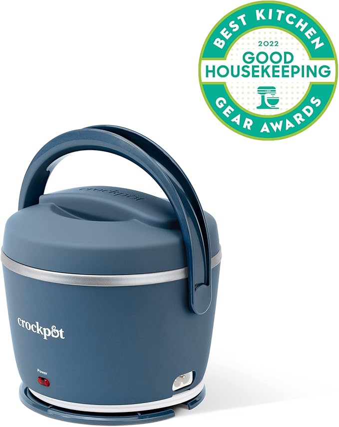 Crock-Pot 20-Ounce Electric Lunch Box, Portable Food Warmer, Faded Blue, Perfect for Travel, Car, On-the-Go, Keeps Food Warm, Spill-Free, Dishwasher-Safe, Ideal Gift for Men and Women