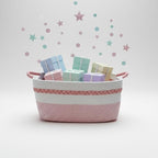 Decorative laundry basket with handles woven from natural cotton rope storage blankets for living room cute boho quilted gift baskets for clothes pillows toys 20"x14"x10",white/pink