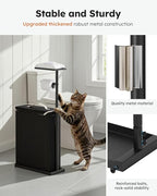 Toilet Paper Holder Free Standing with Storage for Up to 12 Rolls,Rustproof Metal Black Toilet Paper Stand with Shelf,All-in-One Toilet Tissue Roll Dispenser and Organizer with a Lidded Basket