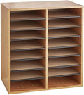 Scranton & Co Medium Oak 16 Compartment Wood Adjustable Literature File Organizer in Medium Oak with Removable Shelves