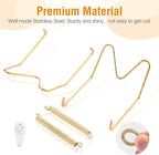 5 Pack Plate Hangers for The Wall, Suitable for 9-11 inch Art Plate, Stainless Steel Invisible Heavy Duty Wire Plate Holder with Wall Hooks, Plate Hangers for Displaying Plates, Platter, Dish, Gold