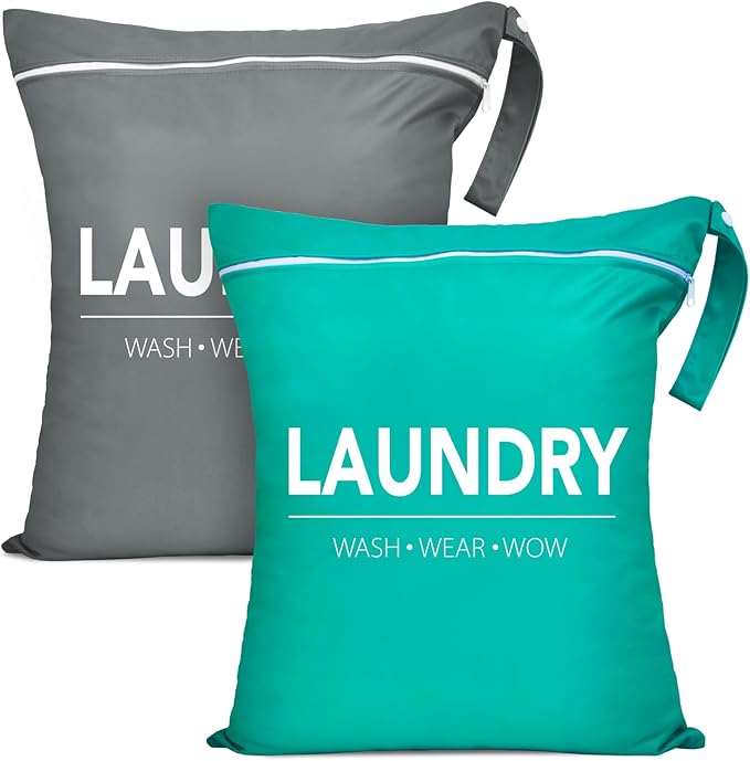 2 Pcs Large Travel Laundry Bag Waterproof Wet Dry Bag Washable Dirty Clothes Bag for Gym Clothes Laundry Wet Clothes Swimming Yoga