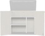 Storage Shed Shelf, Weatherproof Metal Shelf for 30 cuft Tool Cabinet, Ideal for Outdoor Use, with Screw and Nuts Easy Assembly, 45.6''L×13.2''W×30.1H, White