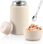 Thermo for Hot & Cold Food, 25oz Insulated Food Jar with Handle Spoon, Thermal Lunch Container, 316 Stainless Steel Lunch Box for Men Women, Keeps food Hot for 12 Hours or Cold for 24 Hours(White)