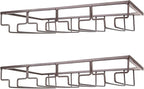 Wine Glass Rack - Under Cabinet Stemware Wine Glass Holder Glasses Storage Hanger 2 Pack Metal Organizer for Bar Kitchen 4 Rows Brown