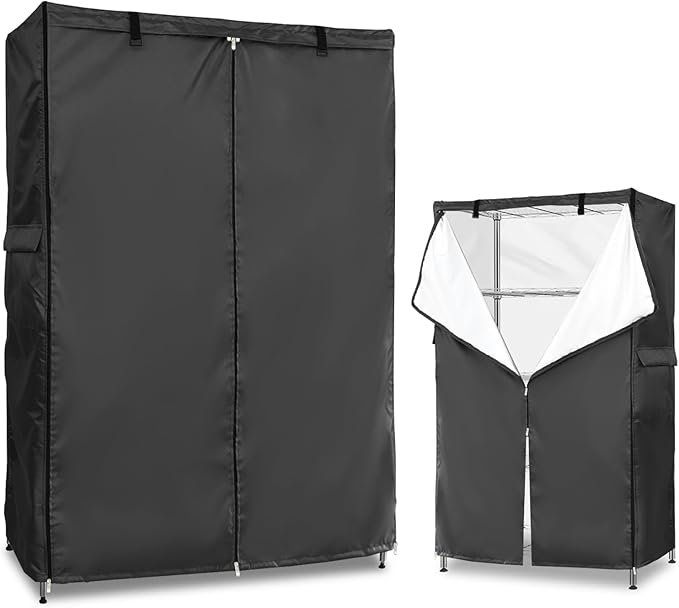 Wire Rack Covers,Heavy Duty 600D Dustproof Waterproof Storage Rack Covers for Metal Shelves,Storage Shelf Cover with Zipper for Wire Shlef,36''W x 14''D x 71''H,Black