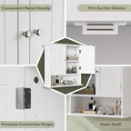 Smuxee White Bathroom Cabinet Wall Mounted, Small Bathroom Medicine Cabinet with 2 Door Adjustable Shelves, Bathroom Wall Cabinet Over Toilet for Laundry Room Kitchen