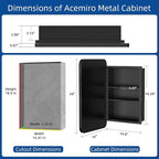 16x24 Inch Black Mirror Medicine Cabinet Metal Framed Recessed Wall Mounted Bathroom Medicine Cabinet with Mirror and Storage