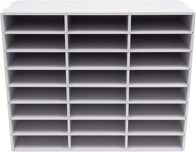 24 Compartment File Sorting Cabinet, Literature Organizer, Desktop File Rack, Desktop File Shelf, Office Mailbox for organizing homework, books, magazines in the classroom, office (White)