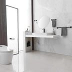 BWE 5 Pieces Matte Black Bathroom Hardware Set SUS304 Stainless Steel Include 21.9" Towel Bar,Hand Towel Holder,Toilet Paper Holder and 2 Robe Hook Square Bathroom Accessories Set Wall Mounted