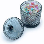 Colorful Glass Jar With Lid,Trinket Dish,Candy Cookie Jars,Buffet Biscuit Containers Food Storage,Decorative Jar(Large Blue Gray)