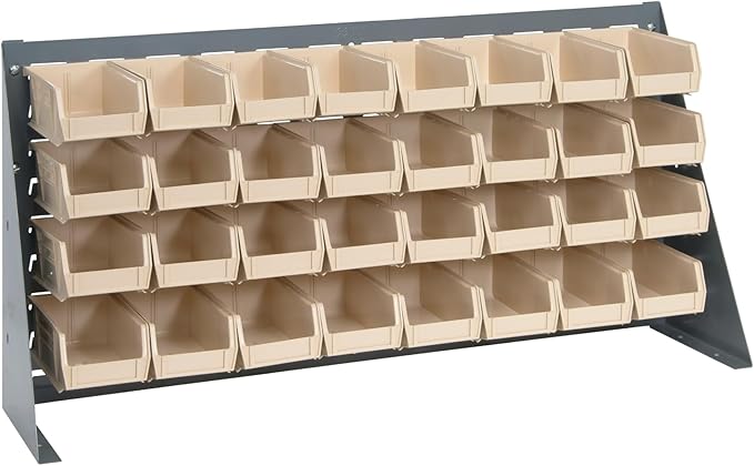 Quantum Storage Systems QBR-3619-220-32IV Ultra Bin Complete Bench Rack Package with 32 Ultra Bins, 36" x 8" x 19" , Ivory