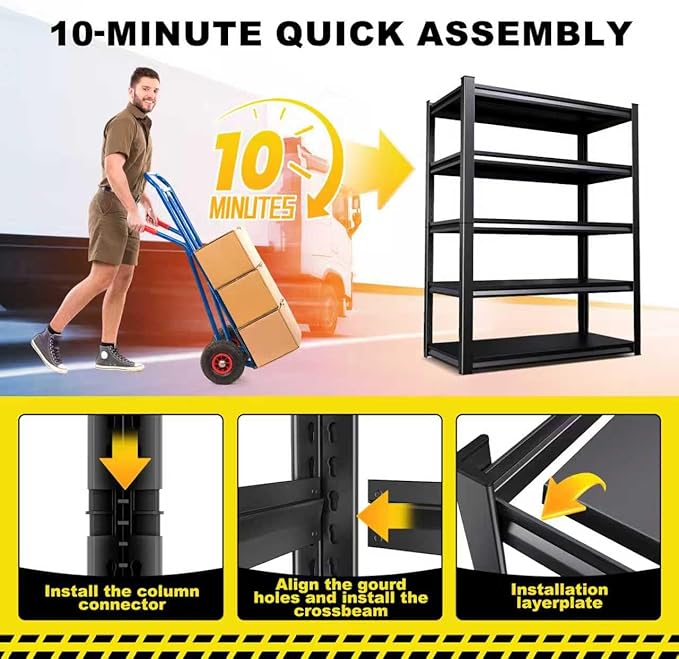 Set of 3 71"HGarage Shelving-2050LBS 5 Tier Storage Shelves,Adjustable Heavy Duty Metal Shelving Unit and Storage Large Rack,Utility Steel Shelf For Shop Warehouse Industrial Pantry 71"x35"x16"