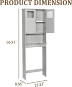 Over The Toilet Cabinet with Shelf and 2Doors, Bathroom Space Saver Organizer Above Toilet,Taller Wooden Free Standing Toilet Rack for Bathroom, Restroom, Laundry (Gray)