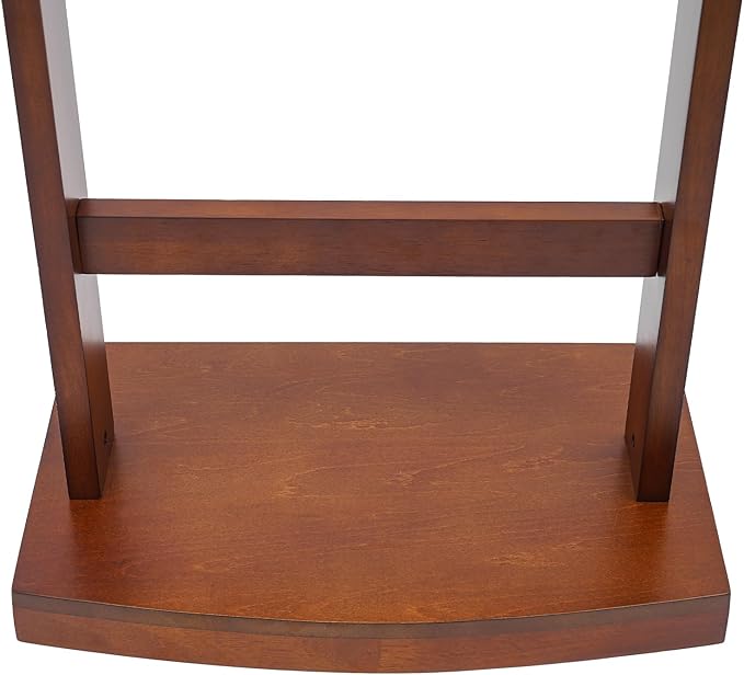 Suit Valet Stands, Wood Suit Rack with Drawer & Trouser Holder, Freestanding Clothing Valet Stand, Brown Suit Valet for Clothes, Hats, Bags