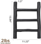 FUIN Fully Assembled Wooden Tea Towel Ladder, Mini Ladder Towel Rack Display Hanger, Small Rustic Farmhouse Tea Towel Stand Holder for Country Bathroom Decor, Black