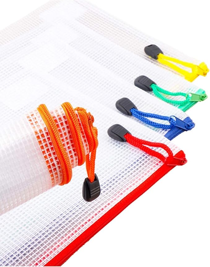 Oaimyy-18 Pcs-3"x 5"-Plastic Mesh Zipper Pouch Document Folders Bag Zipper Zip File Folders Puzzle Storage Bags for Office Supplies, Travel,Organizing Storage-Multicolor