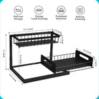 REALINN Under Sink Organizer, Pull Out Cabinet Storage 2 Tier Slide Out Sink Shelf, Kitchen Organizers and Storage, Black, 1 Pack