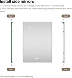 Side Mirrored Kits, 4'' W x 32'' H Decorative Side Mirrors Set of 2 for 32-Inch-Height Acrylic Smart Lighted Mirror Cabinet Surface-Mounting-Use Only (for Model-Aura)