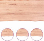 vidaXL Countertop-Treated Solid Oak Wood-Bathroom Vanity Top-Deskl Natural Light Brown-Live Edge Design-Measures 23.6"x23.6"x(0.8"-1.6")