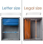 PRANDOM File Organizer Box - Set of 2 Collapsible Decorative Linen Filing Storage Hanging File Folders with Lids Office Cabinet Letter/Legal Size Navy Blue (17x14x11.2 inch)