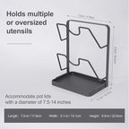 Pot Lid Holder While Cooking, Kitchen Pot Lid Storage Rack for stove top, Multifunctional Kitchen Pot Lid Organizer for Countertop (Iron,Dark Grey)