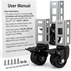QWORK 3" PU Caster Wheels for 2"x2" Boltless Shelving Racks – 4 Pack 1500 lbs Load, Heavy Duty Mobility Set for Garage, Storage, Workshop