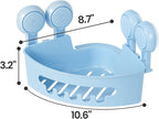 TAILI Corner Shower Caddy with Suction Cups, Wall Mounted Organizer Plastic Rack for Small Bathrooms, Kitchen, Removable Drill-Free Heavy Duty Shelf Basket, BLUE