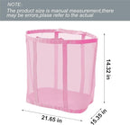 Mesh Bag with Handles, Collapsible Laundry Basket, Foldable Laundry Bag, Breathable Folding Beach Bag,Space-saving Travel Tote Bags (2, Pink)