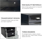 Desk Organizer with Drawer, Desk Storage Box, Plastic Office Stationery Supplies Organizers, Desktop Organizer for Office School Home (3 drawer, Black)