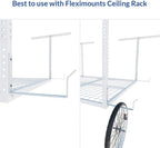FLEXIMOUNTS 2 Pack Add On Storage Utility Hook Accessory for Garage Ceiling Rack, Max Weight Capacity up to 35lbs,White
