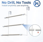 Over The Door Towel Rack, 3-Tier Space Saver for Bathroom & Bedroom, No Drill Hanging Holder for Towels, Robes, Clothes, Perfect for Apartments, Dorms, Renters