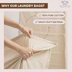LFH Home Large Premium 100% Cotton Canvas Laundry Bag with Drawstring and Handles Heavy Duty, Multi-Use, and Washable for Home, Travel, College or Storage 28x40 (Pack of 4)-Natural