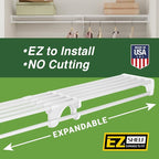EZ Shelf - DIY Expandable Closet Shelf (NO Hanging Rod) - 28” to 48” - White - Easy to Install to 2 Sidewalls - (EZS-SW48) - Wire Closet Shelving Alternative