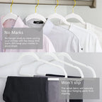 MIZGI Premium Velvet Hangers Pack 30 Pcs Heavyduty - Non Slip Slimline - Velvet Suit Hangers White - Gold Hooks,Space Saving Clothes Hangers