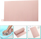 SECFOU Non-Slip Soft Silicone Laundry Washboard, Portable Foldable Household Washing Board for Hand Clothes Cleaning, Pink Small Size for Travel and Home Use