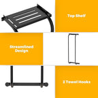 Towel Racks for Bathroom, Curved Bathroom Towel Storage Wall Mounted 30 inch with Shelf Can Holds 6 Large Towels, Wall Towel Rack for Rolled Towels, Black