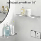 Stainless Steel Bathroom Floating Shelf, Wall Mounted Metal Shelf 19.6 Inch, Modern Minimalist Narrow Storage Shelf for Bathroom, Brushed Silver, Rust Resistant