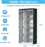 Wire Shelf Cover 30"x14"x54" – Waterproof Dustproof Shelving Cover, Clear PVC Front & T-Zipper for Storage Rack & Garment Racks (No Shelves, Black)
